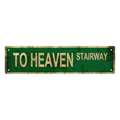 TO HEAVEN STAIRWAY SPACE Metal Tin Street Sign Bar Cafe Garage Cave Home Room Wall Bathroom Farmhouse Garden Porch Patio Decor
