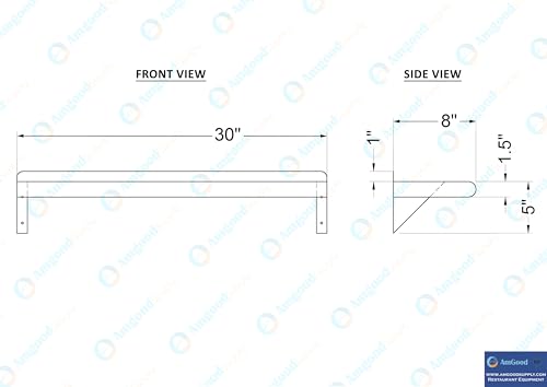8 in. x 30 in. Stainless Steel Wall Mount Shelf