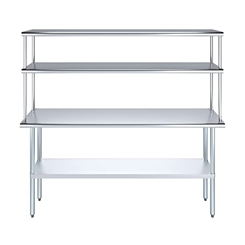 Stainless Steel Work Table Double Tier Overshelf