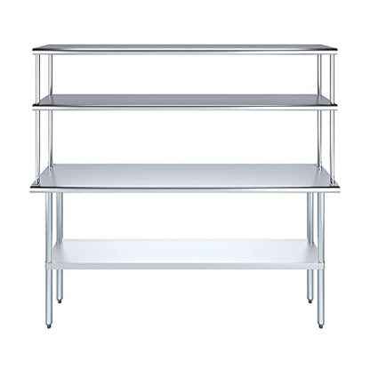 Stainless Steel Work Table Double Tier Overshelf