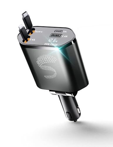 Retractable Car Charger USB C Fast Charging 120W