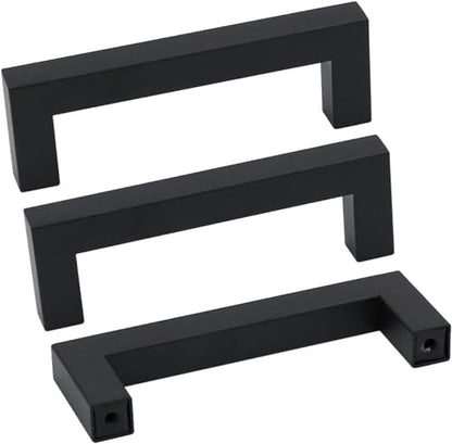 60 Pack 3 Inch Black Kitchen Cabinet Handles Square Drawer Pulls (60 Count)