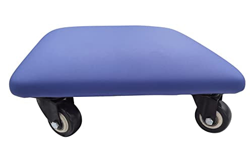 Roller Seat 360 Degree Rotating Low Stool with Wheel Chair PU Leather Universal Swivel Wheels Stool for Home Office Fitness and Garage