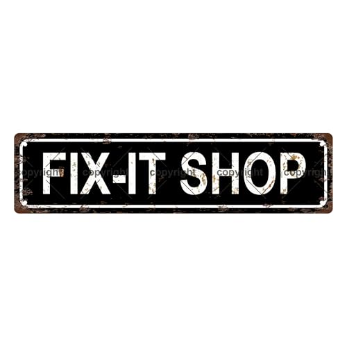 FIX IT SHOP SPACE Metal Tin Street Sign Bar Cafe Garage Cave Home Room Wall Bathroom Farmhouse Garden Porch Patio Decor
