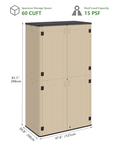 60 Cu.Ft Vertical Outdoor Storage Shed