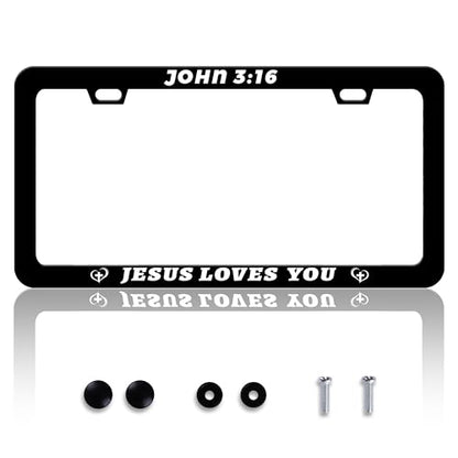 John 3 16 Jesus Loves You License Plate Frame Daisies 6x12 Inch 2