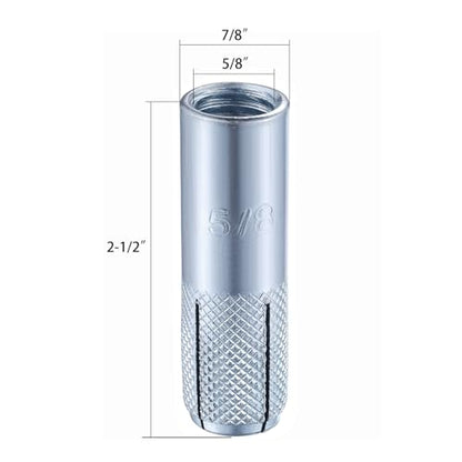 20 pcs) 5/8"-11 Premium Zinc Plated Carbon Steel Drop in Anchors Assortment, Knurled Drop-in-Anchor for Solid Concrete, Internal Forced Expansion Screw Bolts (20 Count)