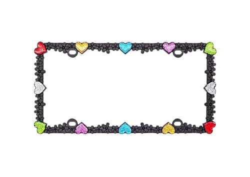 3D Shining Daisy Heart License Plate Frame from Pure Zinc Alloy Metal Perfect Plate Holder