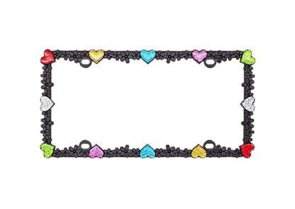 3D Shining Daisy Heart License Plate Frame from Pure Zinc Alloy Metal Perfect Plate Holder