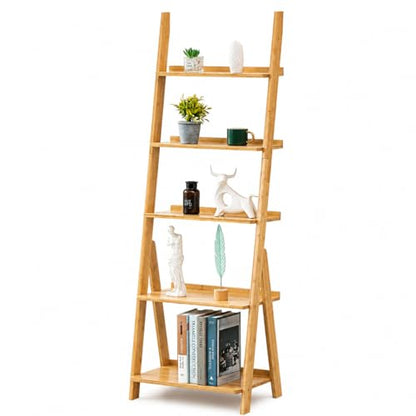 Bamboo Ladder Shelf Bookcase