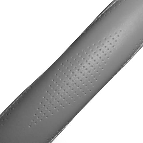 Top Grade Gray Genuine Leather Steering Wheel Cover Men Women