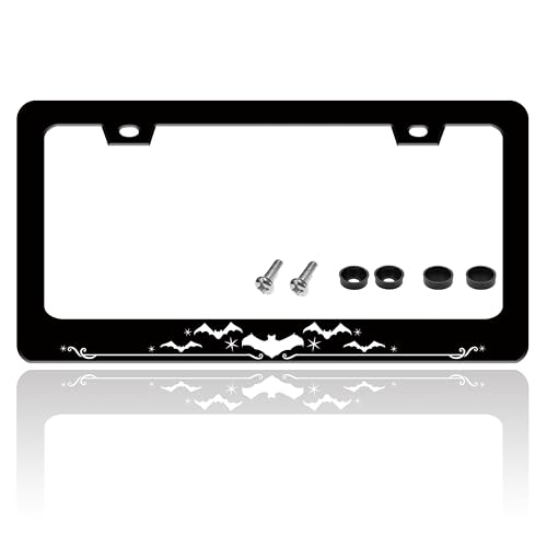 Funny Bat Gothic Style License Plate Frame Stainless Steel 6.3 X 12.2 Inch