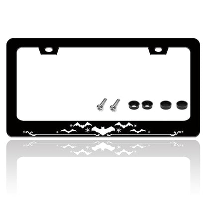 Funny Bat Gothic Style License Plate Frame Stainless Steel 6.3 X 12.2 Inch