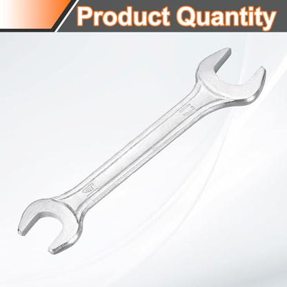 Double Open End Wrench 14mm x 17mm Metric 15 Degree Offset Angle Small Flat Head Wrench Galvanizing Open Ended Spanner for Automotive Repair Furniture Assembly