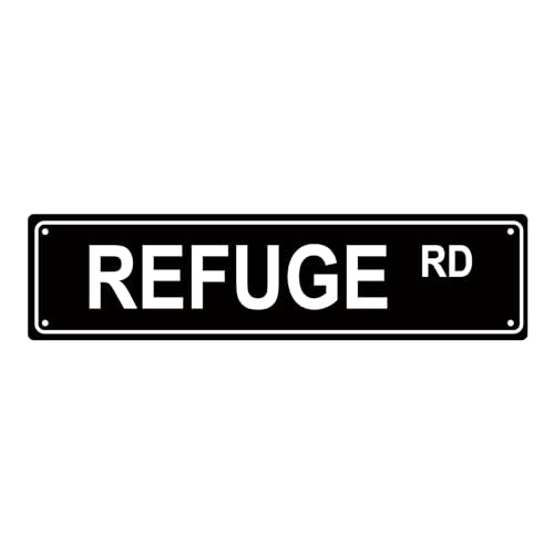 REFUGE RD SPACE Metal Tin Street Sign Bar Cafe Garage Cave Home Room Wall Bathroom Farmhouse Garden Porch Patio Decor
