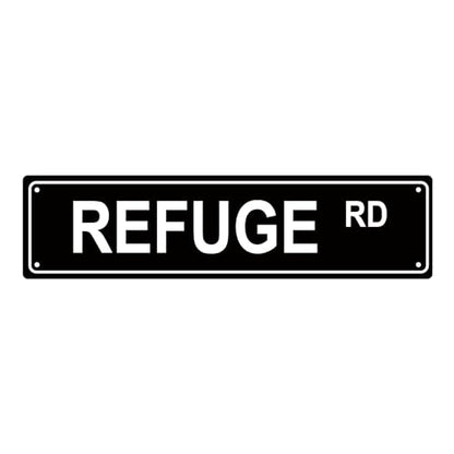 REFUGE RD SPACE Metal Tin Street Sign Bar Cafe Garage Cave Home Room Wall Bathroom Farmhouse Garden Porch Patio Decor