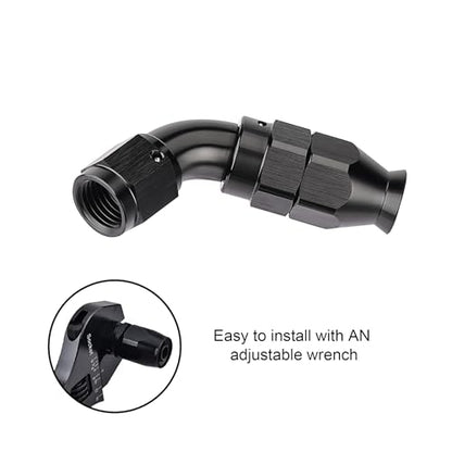 4AN 60 Degree PTFE One Piece Full Flow End Hose Fitting Aluminum Black