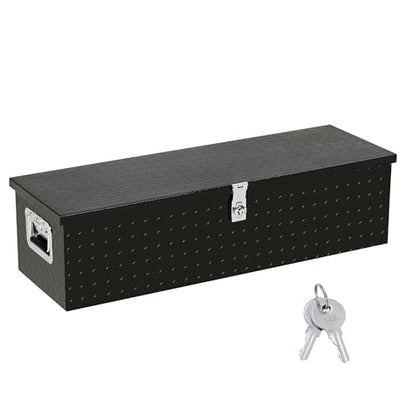 39 in Heavy Duty Aluminum Diamond Plated Tool Box Pick Up Truck Bed RV Trailer Toolbox Square Storage Organizer with Side Handle