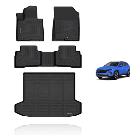 Floor Mats & Cargo Liner for 2026 2025 2024 2023 2022 Hyundai Tucson Hybrid Car Mats Cargo Mat Trunk Mat Tucson Hybrid All Weather Floor Mats Trunk Liner Black Accessories