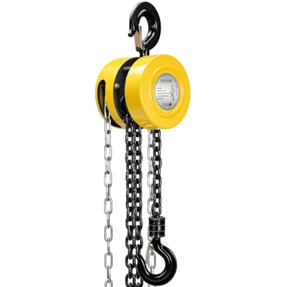 Hand Chain Hoist 1 Ton 2200 Lbs Capacity 10 Feet with 2 Hooks