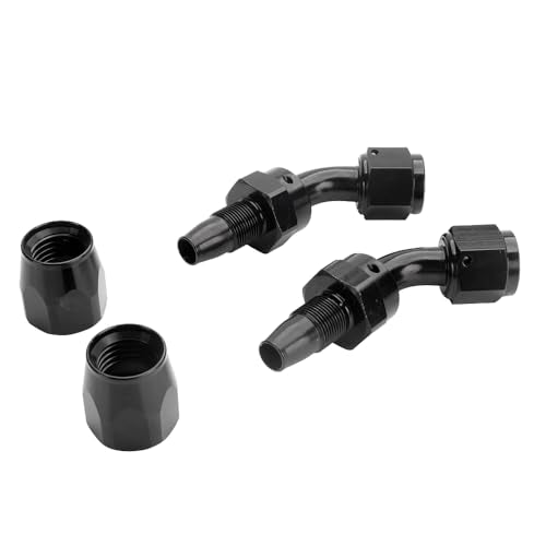 Swivel 4AN Fitting 45 Degree For CPE Braided Hose End Black 2Pcs (2 Count)