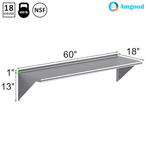 18 in. x 60 in. Stainless Steel Wall Mount Shelf