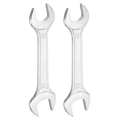 2pcs Double Open End Wrench 19mm x 22mm Metric 15 Degree Offset Angle Small Flat Head Wrench Galvanizing Open Ended Spanner for Automotive Repair Furniture Assembly (2 Count)