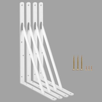 6 Pack L18 x H 12" White Heavy Duty Shelf Brackets with Screws Metal Shelf Brackets Shelf Support Angle Brackets for Shelves L Brackets Heavy Duty Floating Shelf (6 Count)