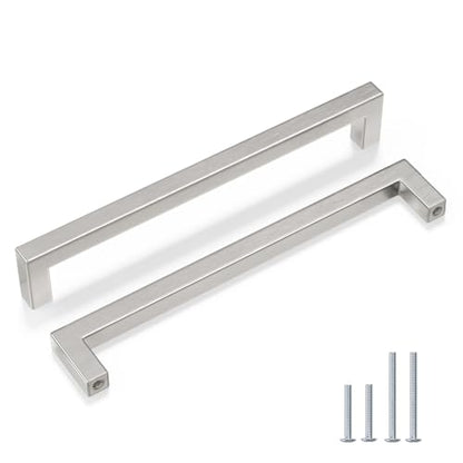 25 Pack 8 Inch Brushed Nickel Cabinet Pulls Kitchen Handles (25 Count Count)