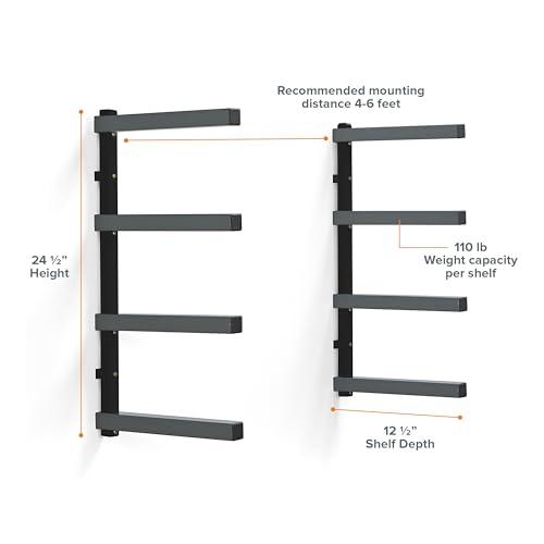 4 Level Lumber Storage Rack Wall Mount Wood Rack For Garage Organizer