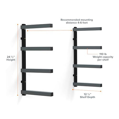 4 Level Lumber Storage Rack Wall Mount Wood Rack For Garage Organizer
