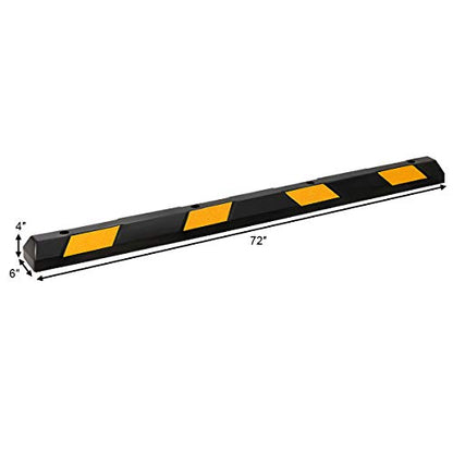 72" Rubber Parking Curb with Yellow Reflective Stripes