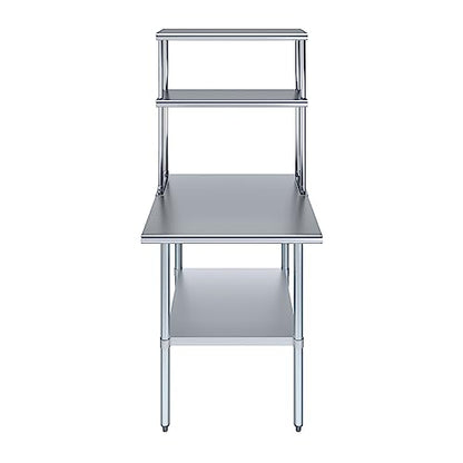 Stainless Steel Work Table Double Tier Overshelf