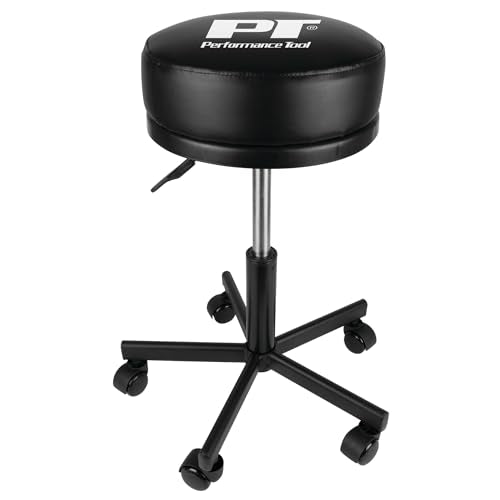 W85033 Pneumatic Rolling Shop Stool with Wheels