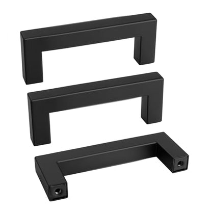 2 Pack 3 Inch Black Kitchen Cabinet Handles Square Drawer Pulls (2 Count )