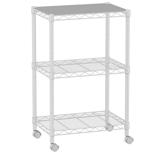 3 Small Wire Shelves Kitchen Pantry Close Home Organizers and Storage Bathroom Shelf Laundry Room Organization Adjustable Book Metal Garage Shelving Unit