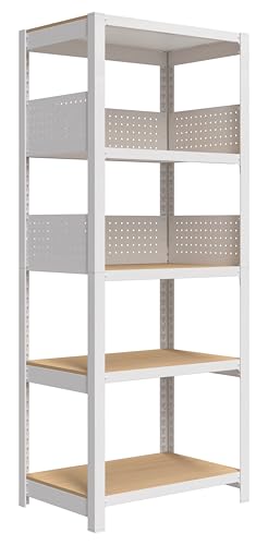 House White 24" W 5 Tier Pegboard Storage Shelves Heavy Duty