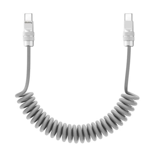 USB C to C 240W Braided Coiled Charging Cable