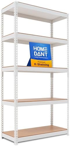 White 35.9" W 5 Tier Storage Shelves Garage Shelving Unit Metal