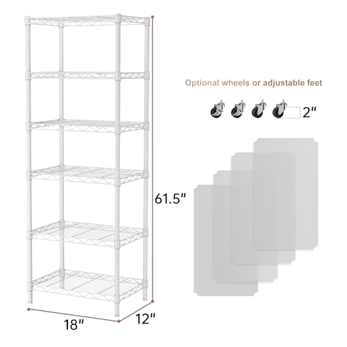 6 Small Wire Shelves Kitchen Pantry Close Home Organizers and Storage Bathroom Shelf Laundry Room Organization Adjustable Book Metal Garage Shelving Unit (6 Count)