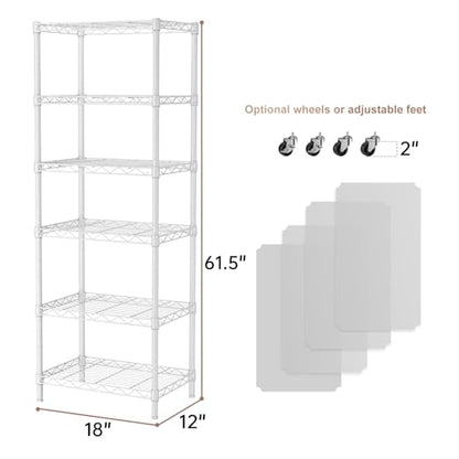 6 Small Wire Shelves Kitchen Pantry Close Home Organizers and Storage Bathroom Shelf Laundry Room Organization Adjustable Book Metal Garage Shelving Unit (6 Count)