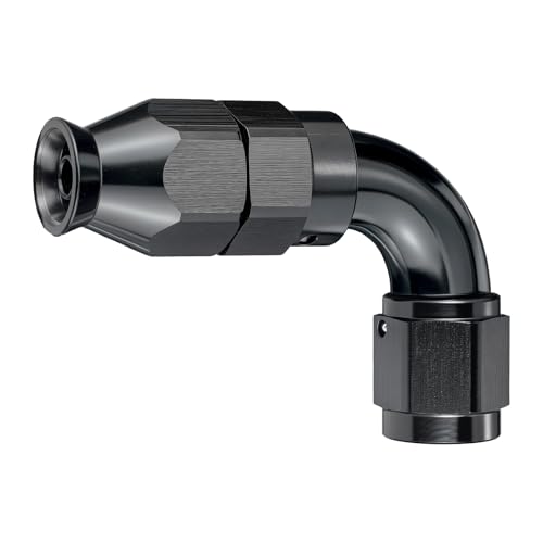 6AN 45 Degree PTFE One Piece Full Flow End Hose Fitting Aluminum Black 2PCS