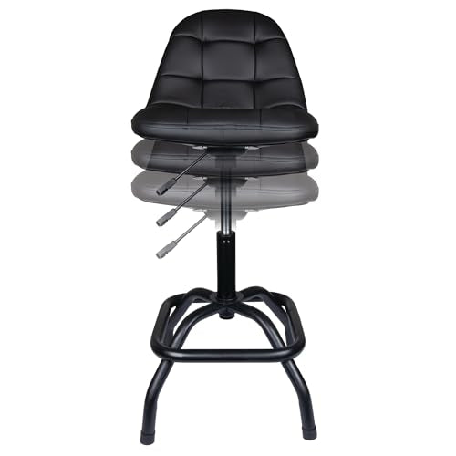 W85031 Pneumatic High Back Adjustable Swivel Bar Stool with Back Support for Home
