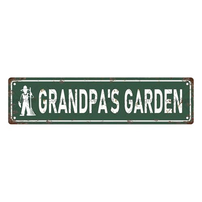 GRANDPA'S GARDEN SPACE Metal Tin Street Sign Bar Cafe Garage Cave Home Room Wall Bathroom Farmhouse Garden Porch Patio Decor