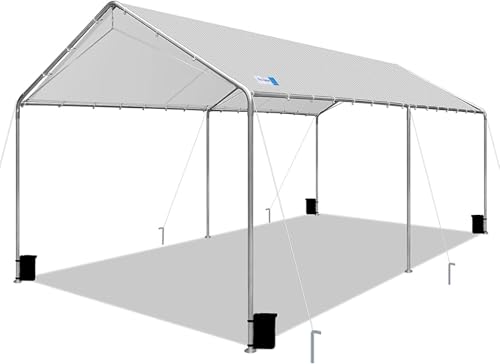 10'x20' Carport Heavy Duty Galvanized Car Canopy with Included Anchor Kit