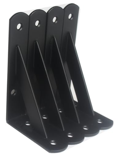 4 Pack L5 x H 3" Black Heavy Duty Shelf Brackets with Screws Metal Shelf Brackets Shelf Support Angle Brackets for Shelves L Brackets Heavy Duty Floating Shelf (4 Count)