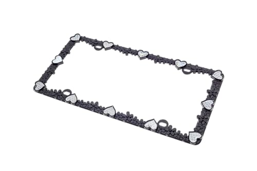 3D Daisy Heart License Plate Frame from Pure Zinc Alloy Metal Perfect Plate Holder
