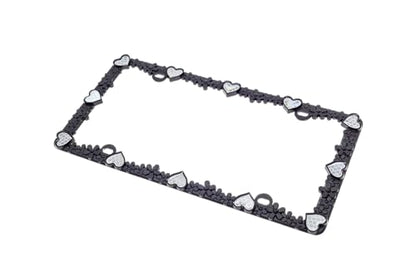 3D Daisy Heart License Plate Frame from Pure Zinc Alloy Metal Perfect Plate Holder