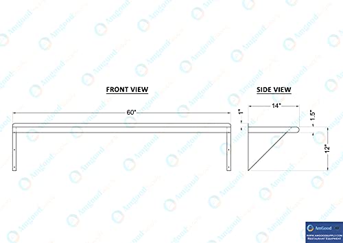 60" Long X 14" Deep Stainless Steel Wall Shelf