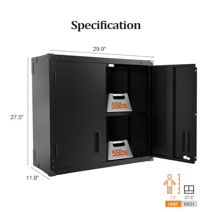 Garage Wall Cabinet with Locking Doors and Adjustable Shelf